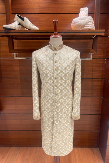 Cream White Sherwani for Men