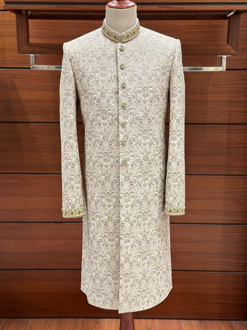 White Embroidered Sherwani for men