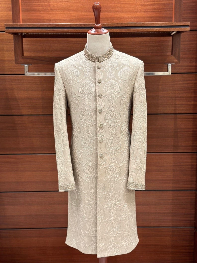 Beige Light Sherwani for Men