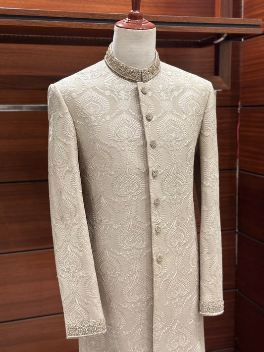 Beige Light Sherwani for Men