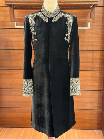 Black Velvet Sherwani for Men