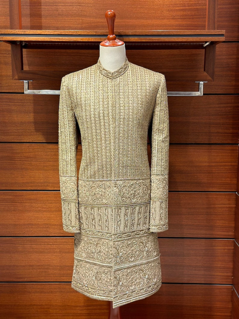 Exquisite Heavy Golden Sherwani for Men