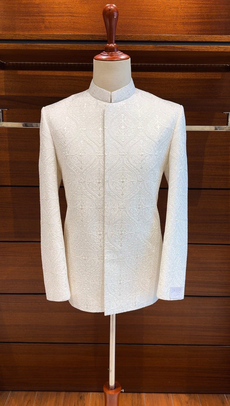 Exclusive White Indo Western Prince Coat for Men