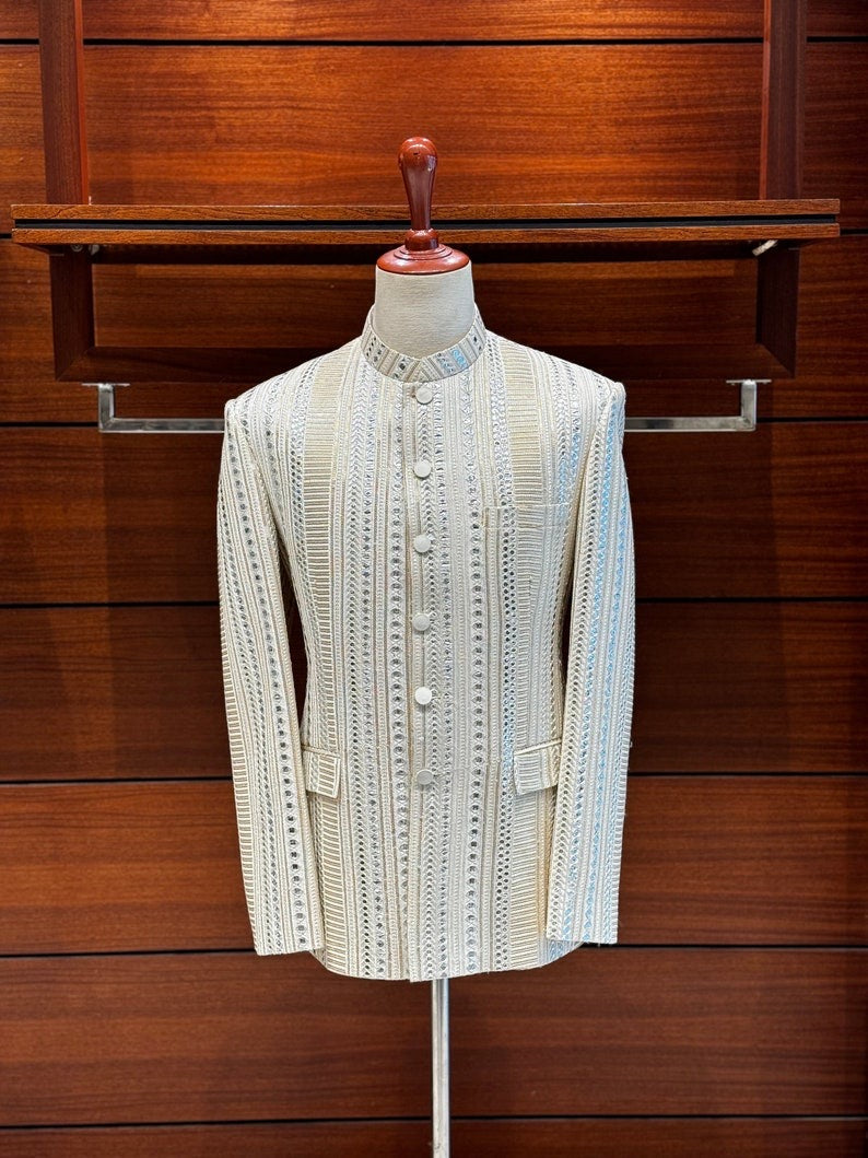 Cream White Prince Coat for Men