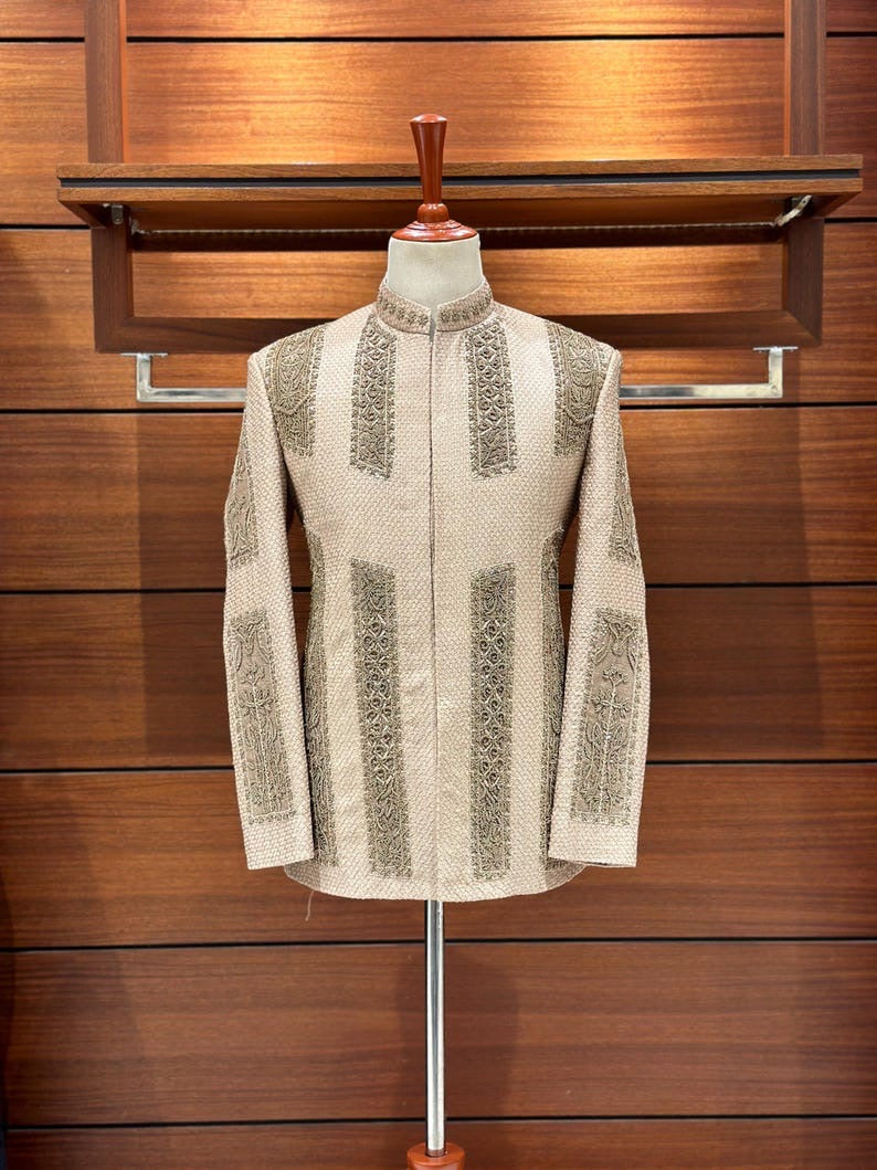 Beige Gold Prince Coat for Men