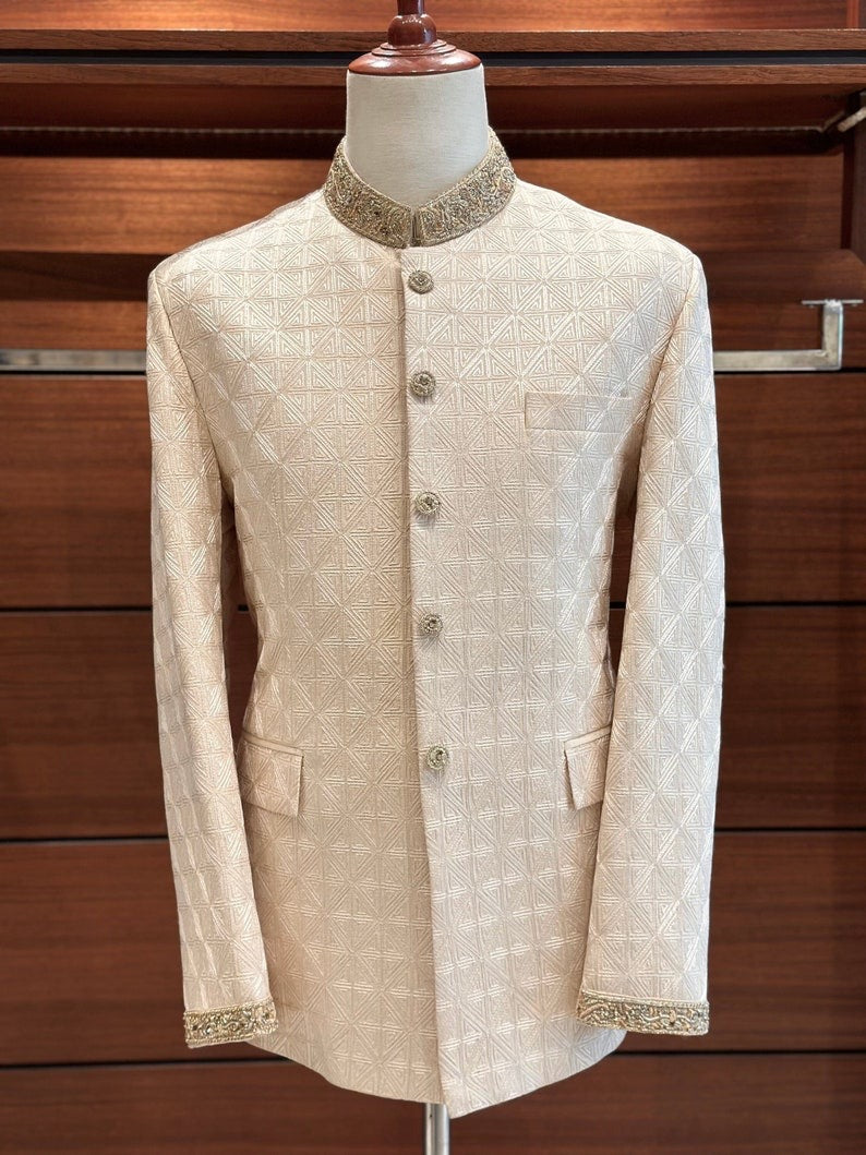 Regal Cream White Prince Coat for Men