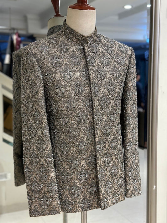 Ash Olive Designer Prince Coat for men