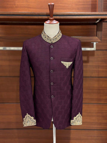 Magenta Purple Prince Coat for Men