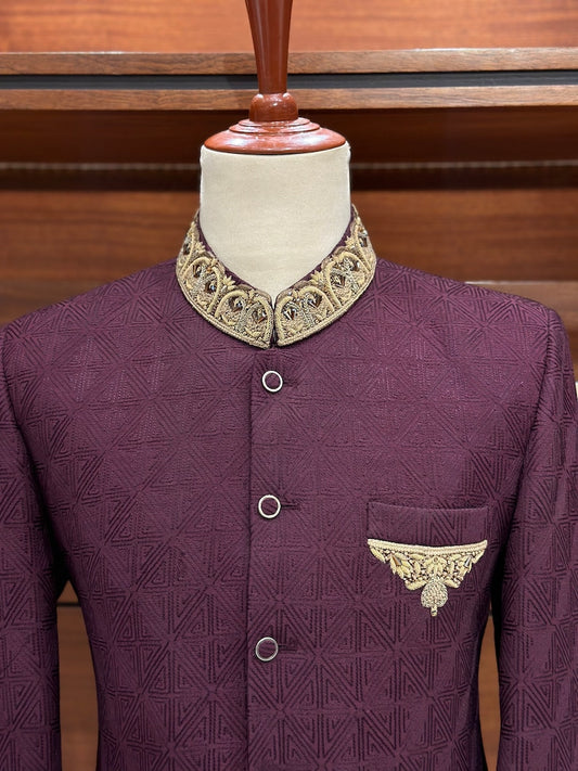 Magenta Purple Prince Coat for Men