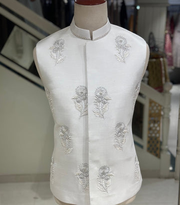 White Handmade Waistcoat for men