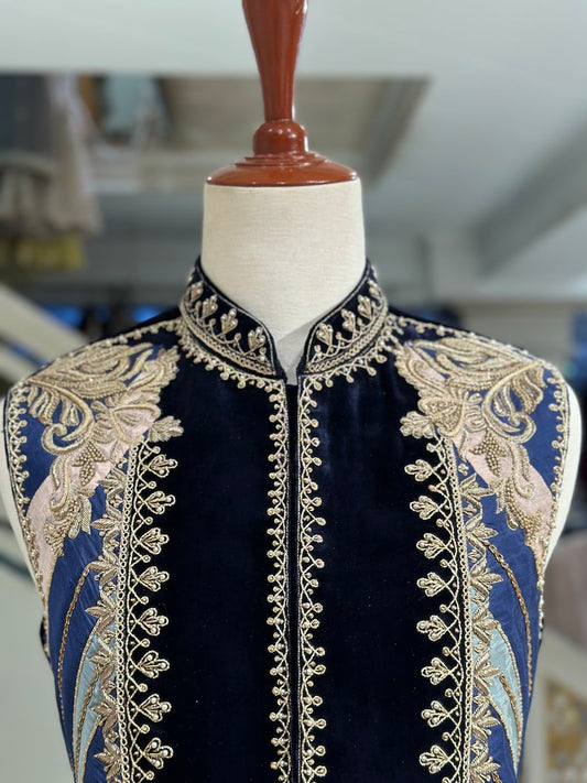 Designer Navy Blue Waistcoat for Men