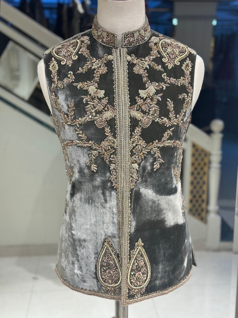 Regal Ash Grey Designer Waistcoat for Men