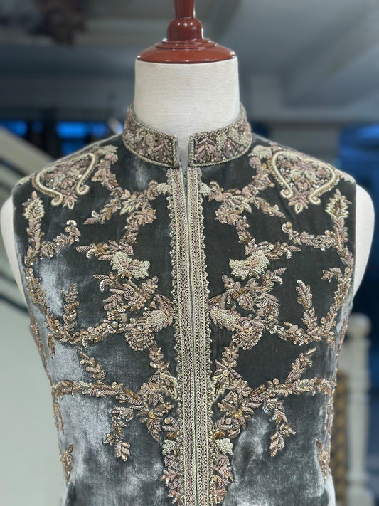 Regal Ash Grey Designer Waistcoat for Men