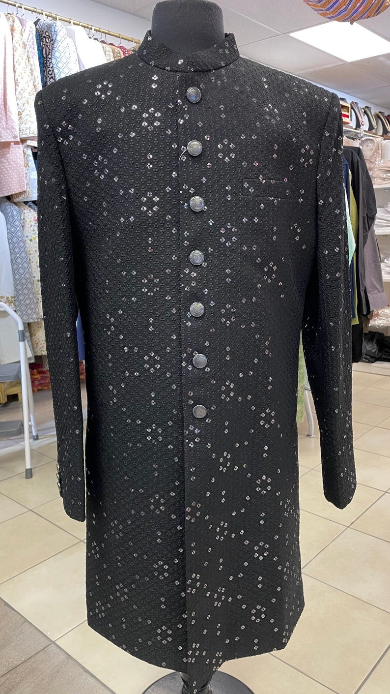 Designer Black Indo Western Coat For Men