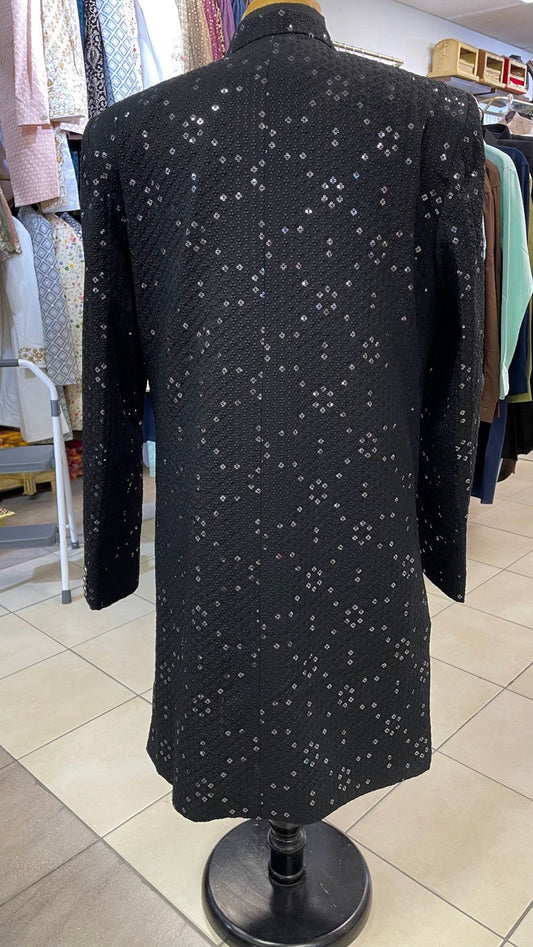 Designer Black Indo Western Coat For Men