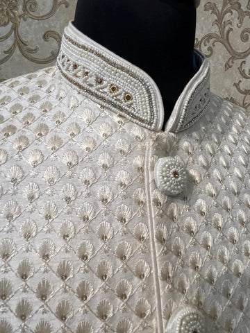 White sherwani men wedding
