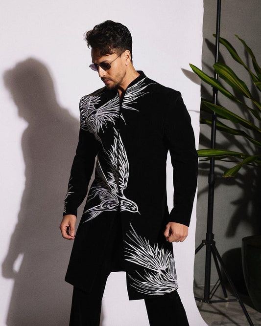 Men's Black Tiger Shroff Inspired Sherwani Set