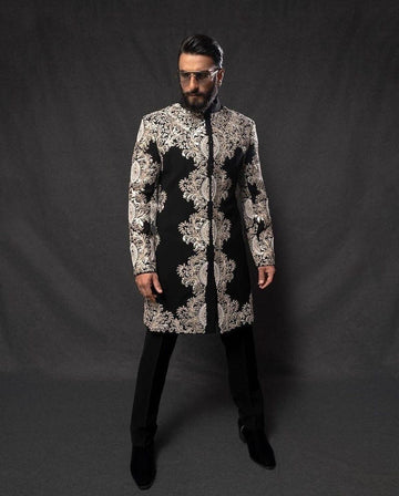 Men's Black Stylish Customise Designer Sherwani Set
