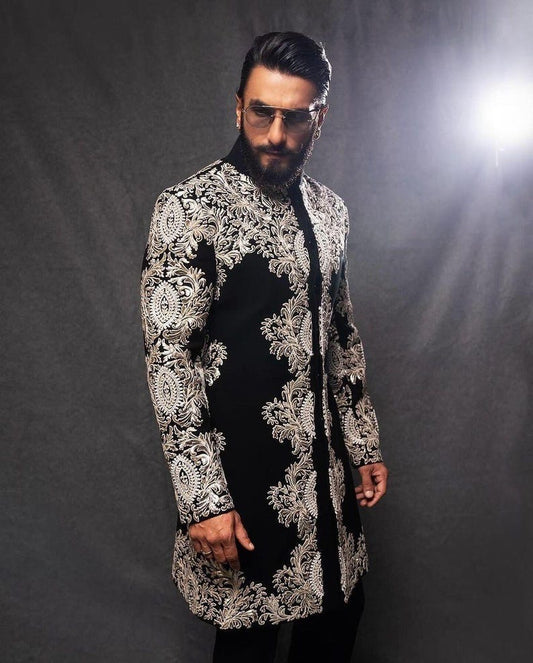 Men's Black Stylish Customise Designer Sherwani Set