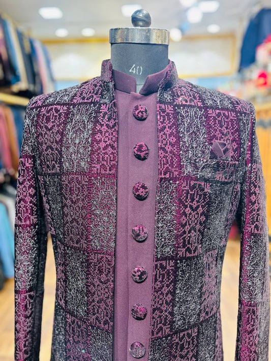 Golden Angrakha Style Sherwani