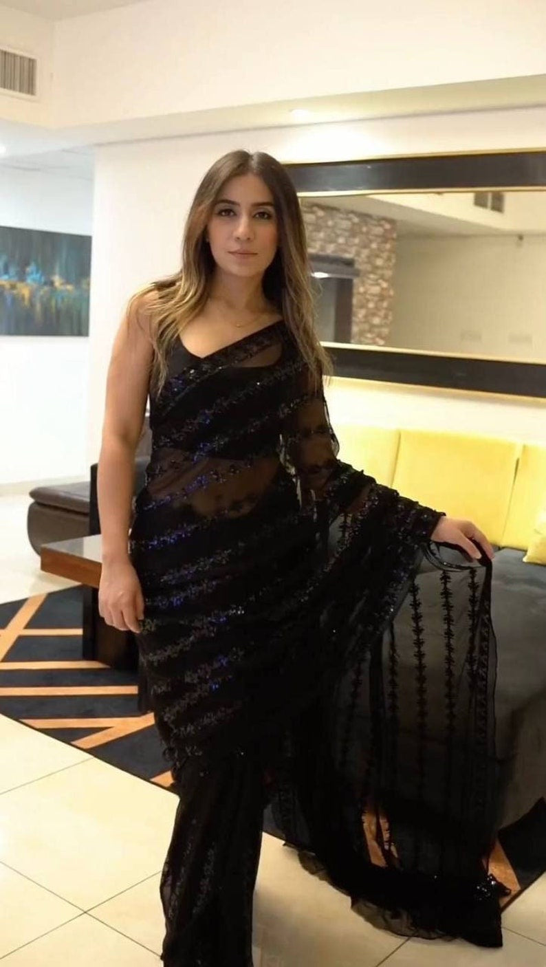 Black Party Wear Saree for Women