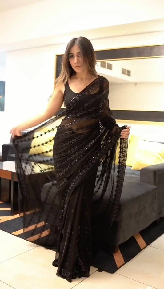Black Party Wear Saree for Women