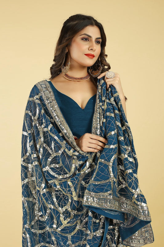 Women Embellished Georgette Saree