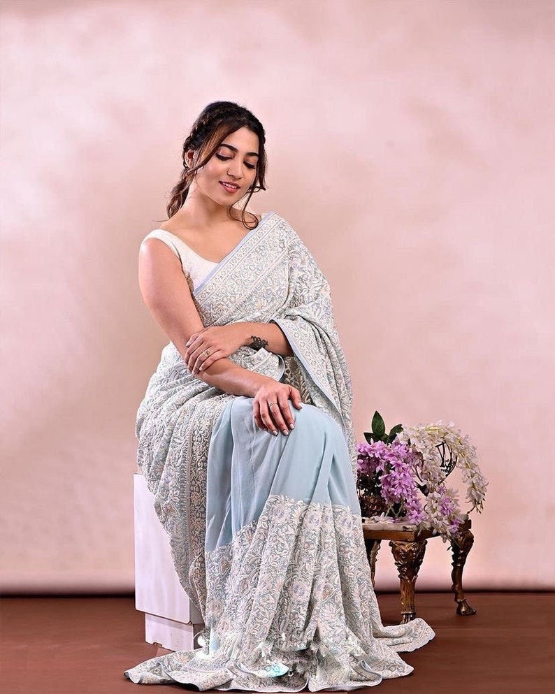 Pure Soft Off-White Silk Organza Saree