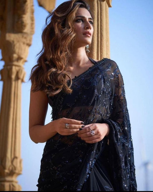 Black Soft Georgette Saree