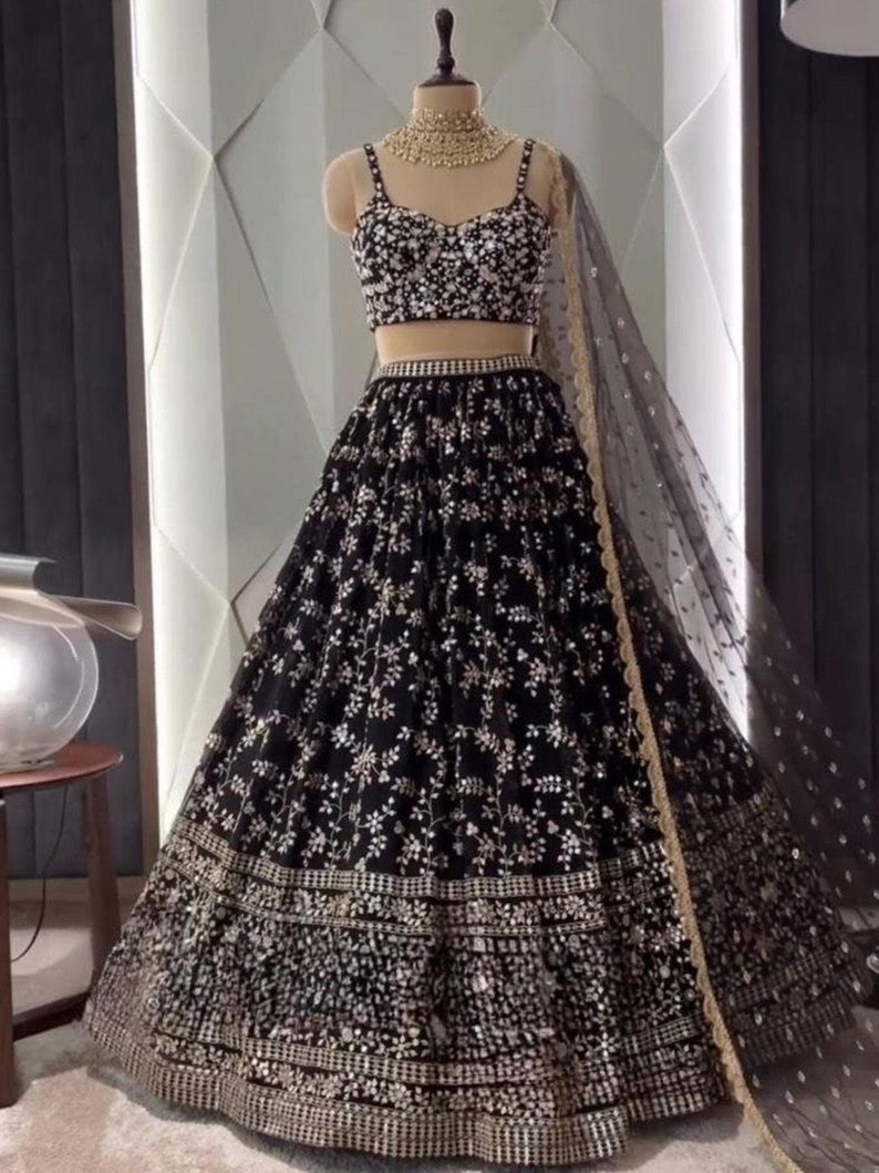 Wedding Wear Yellow Faux Georgette Lehenga Choli With Embroidery Sequence Work And Faux Georgette Dupatta For Women, Bridesmaid Lehenga