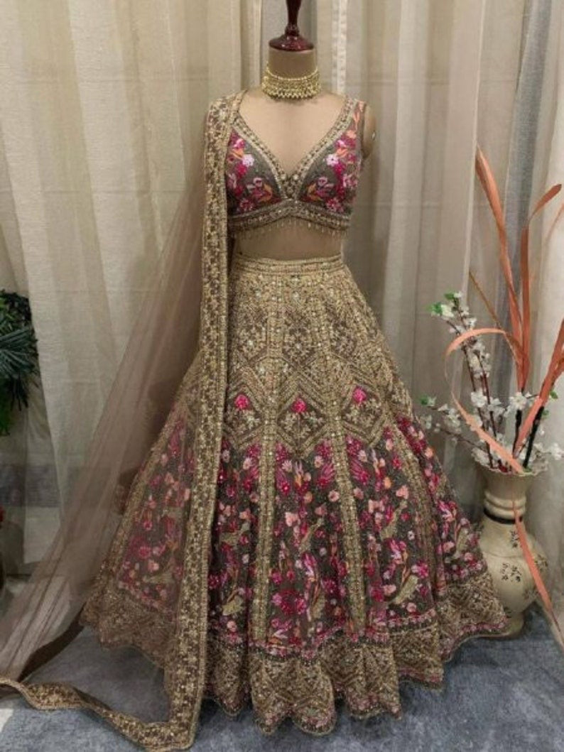 Wedding Wear Yellow Faux Georgette Lehenga Choli With Embroidery Sequence Work And Faux Georgette Dupatta For Women, Bridesmaid Lehenga