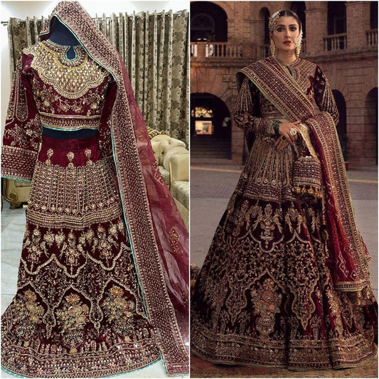 Maroon Kalidar Organza Peshwas Lehenga Multi-hued Golds
