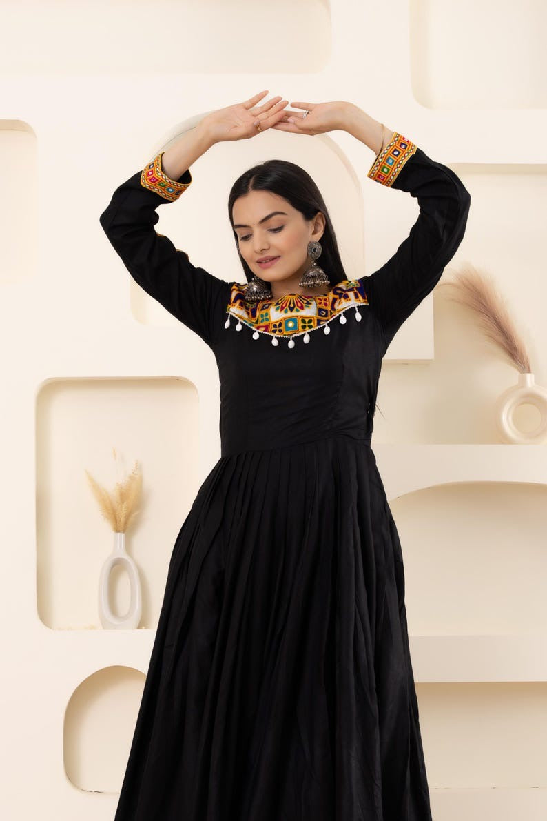 Black Sequence Work Faux Georgette Anarkali Gown