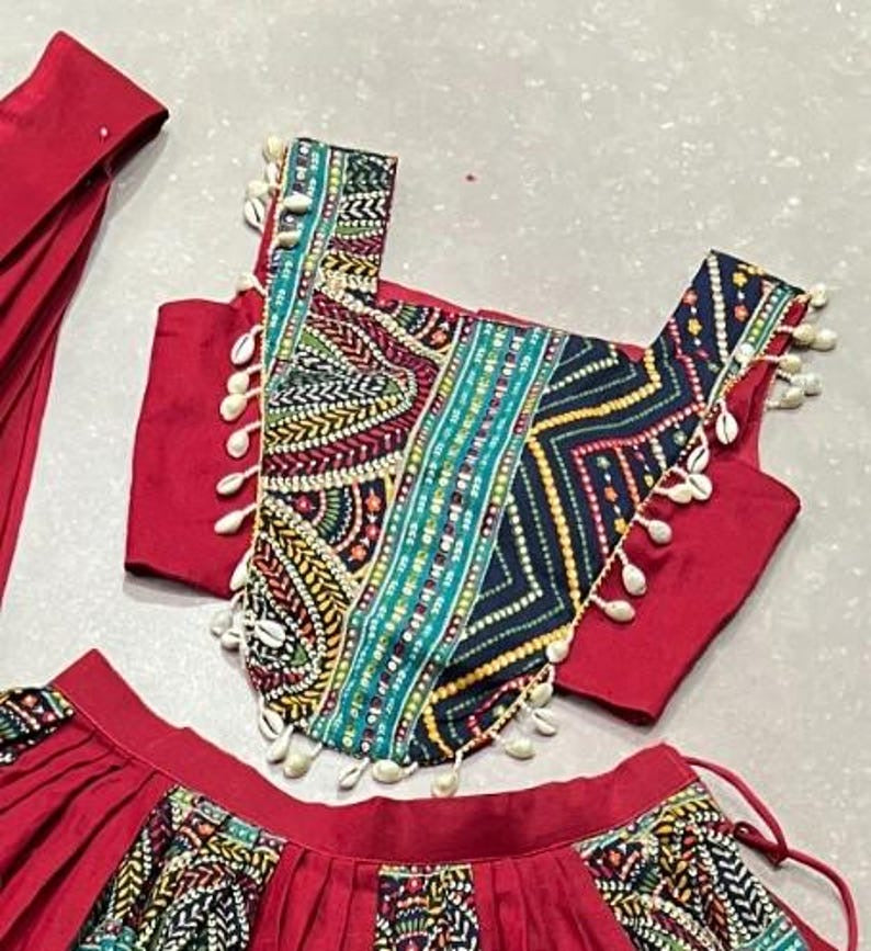 Chinnon Silk Red Wedding Wear Mill Printed Lehenga Choli