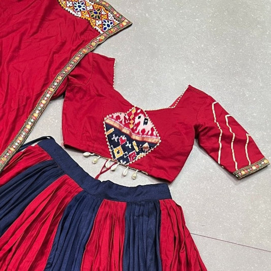 Charming Maroon & Red Bandhani Printed Silk Traditional Gown