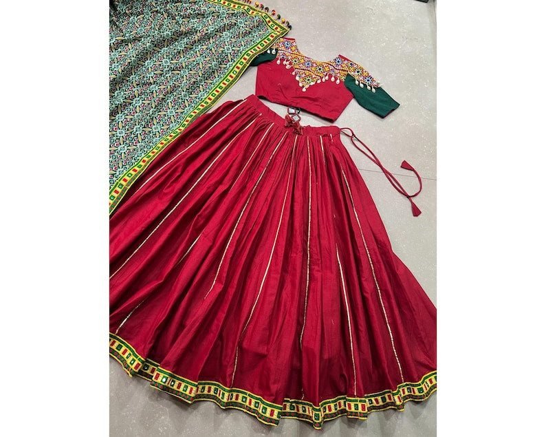 Charming Red Bandhani Printed Silk Traditional Gown
