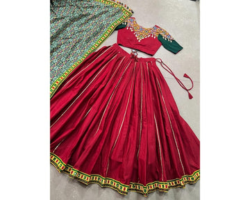 Charming Red Bandhani Printed Silk Traditional Gown
