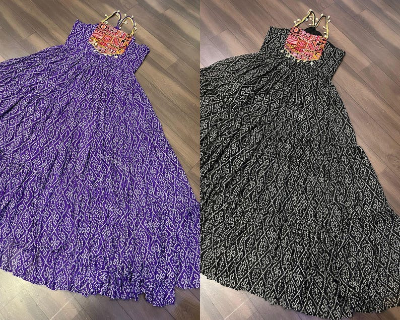 Bandhani Printed Black Color Glorious Readymade Gown In Georgette Fabric