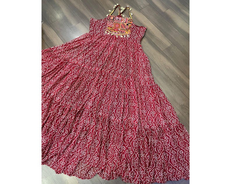 Bandhani Printed Black Color Glorious Readymade Gown In Georgette Fabric