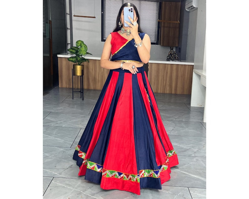 Stunning Black Gamthi Work Cotton Navratri Wear Lehenga Choli