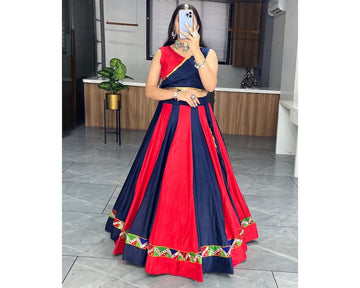 Stunning Black Gamthi Work Cotton Navratri Wear Lehenga Choli