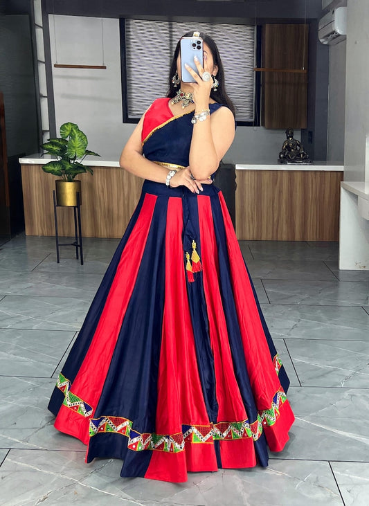 Stunning Black Gamthi Work Cotton Navratri Wear Lehenga Choli