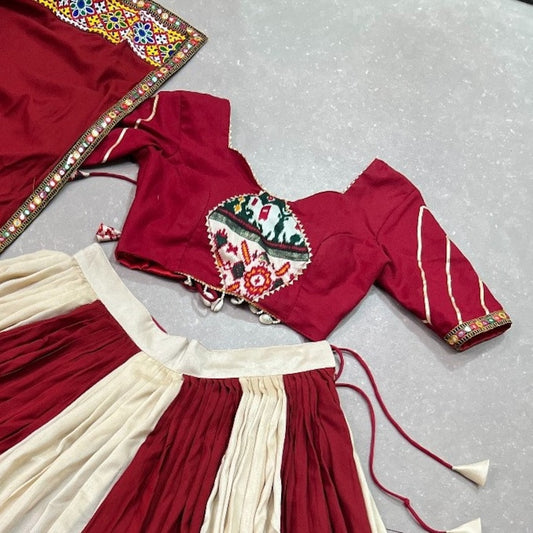 Stunning Black Gamthi Work Cotton Navratri Wear Lehenga Choli