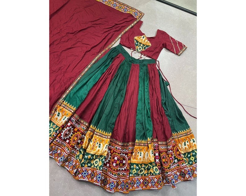 Stunning Black Gamthi Work Cotton Navratri Wear Lehenga Choli