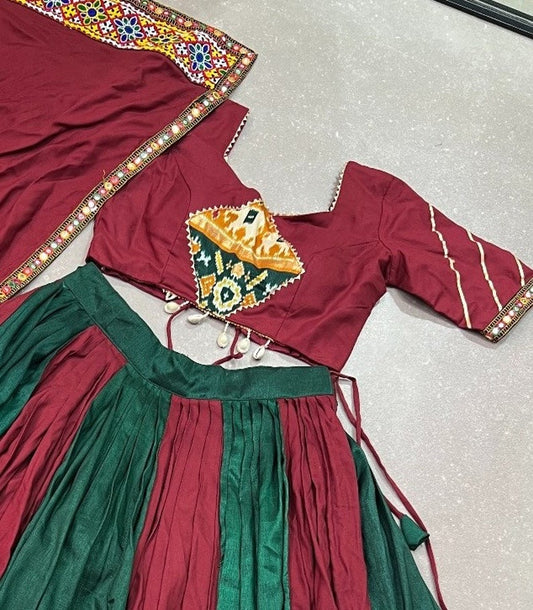 Stunning Black Gamthi Work Cotton Navratri Wear Lehenga Choli