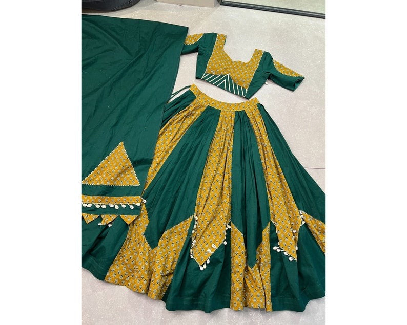 Stunning Black Gamthi Work Cotton Navratri Wear Lehenga Choli