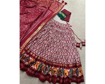 Red Colour Floral and Patola Print with Foil Work Lehenga Choli