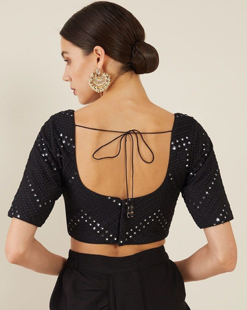 Embellished Back-Open Blouse