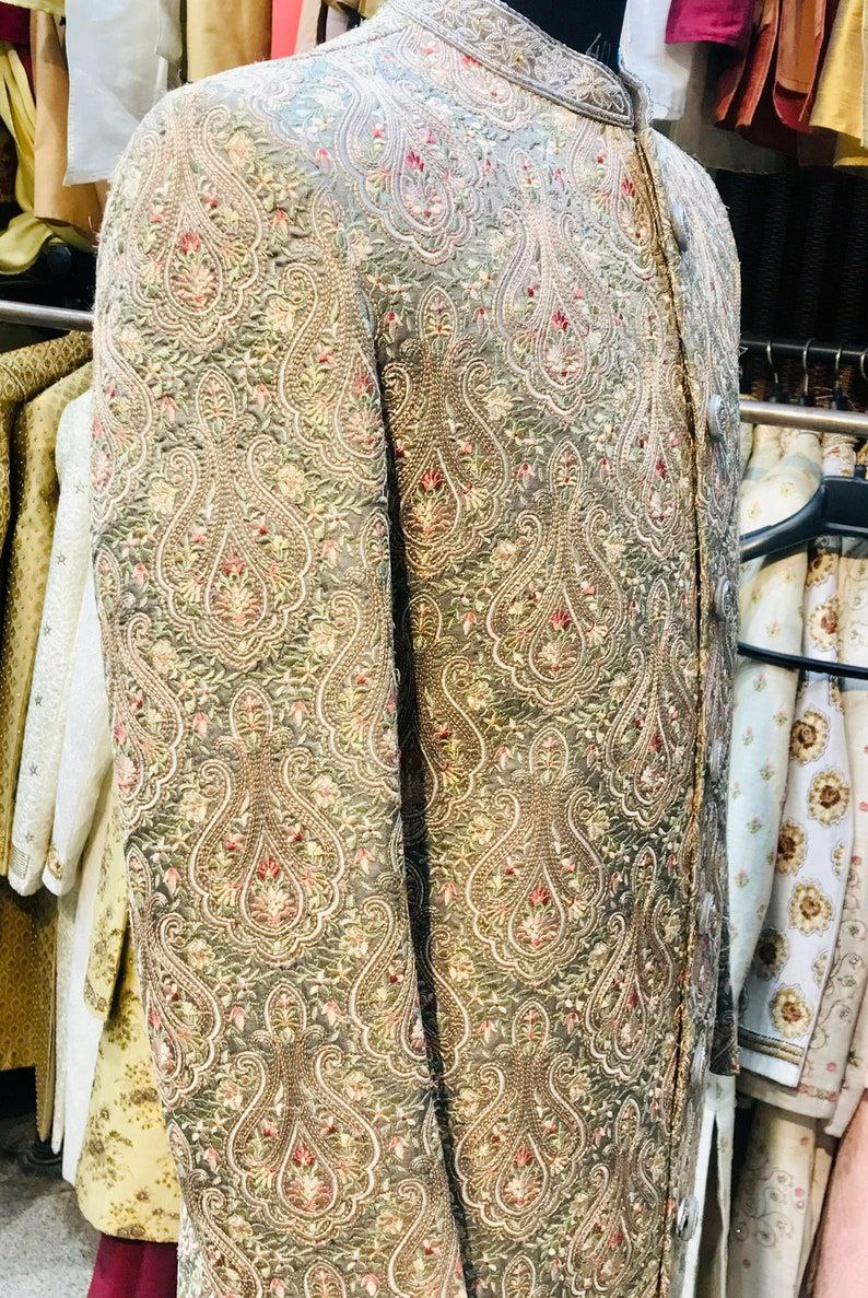 Pure Brucade Sherwani for Engagement, Mahendi and Wedding Function