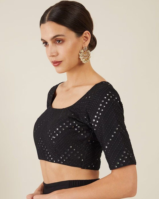 Embellished Back-Open Blouse